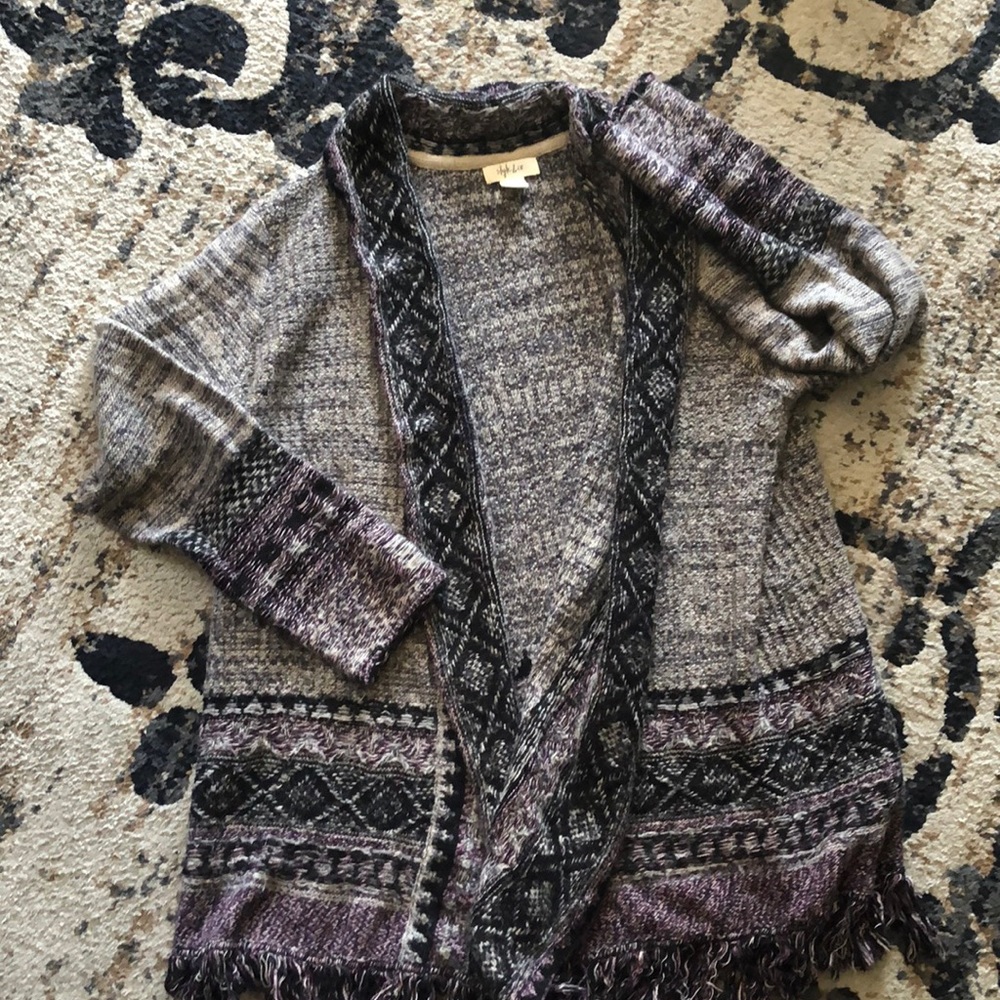 Style and Company fringe bottom wraparound sweater